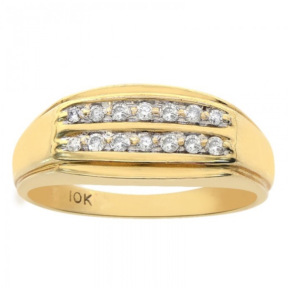0.20 Ct Diamond Men's Diamond Ring 10K Yellow Gold